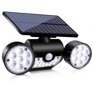 Projecteurs de s&eacute;curit&eacute; solaires &agrave; d&eacute;tecteur de mouvement avec t&ecirc;tes rotatives &agrave; 360&deg; - Neuf
