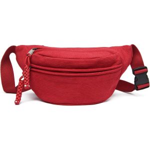 KALANKA-Sac à bandoulière pour femme, petit, sac bandoulière tendance en velours côtelé, élégant et pratique, sac banane pour l'extérieur, le sport, les voyages, la course, l'école, rouge, 34 x 11 x - Neuf