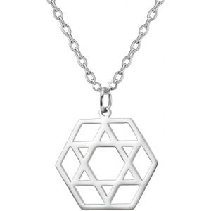 Kal-Collier Étoile De David Pour Femme En Acier Inoxydable Avec Pendentif Hexagonal Juif Classique Avec Pendentif Croix Isael Jewelry Amulette Religieus - Neuf