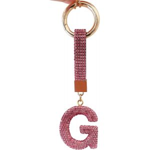 KAL-Porte Clef Lettres Pour Femmes Et Filles, Porte-Clés Rose, Accessoires Brillants Pour Clés/Clés De Voiture/Sacs À Dos Et Sacs À Main, Cadeaux Pour Femmes - Neuf