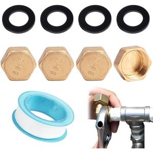 4 Pi&egrave;ces Bouchon en Laiton,Anti-&eacute;coulement,Filet&eacute; avec Rondelles de Tuyau,Adapt&eacute; aux Syst&egrave;mes de Chauffage et d'Eau Potable,Radiateur,Plomberie,Raccord (3/4 pouce) (Laiton) - Neuf