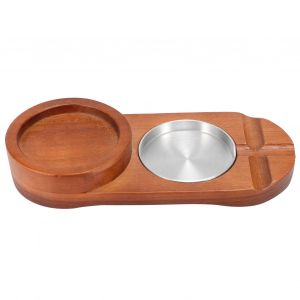 Hjlian Plateau A Cigares En Bois Rustique Pour Verre A Whisky, Plateau A Fentes, Decoration De Bureau A Domicile, Ovale Avec Cendrier - Neuf