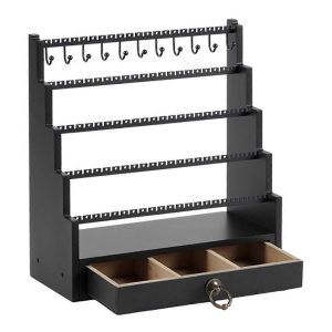 5 Couches Étagé Base En Bois Porte-Bijoux Boucle D'oreille Anneau De Rangement - Neuf