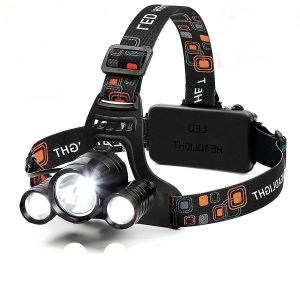 Lampe Frontale Led 6 000 Lumens Avec Éclairage De Sécurité Rouge ¿ Rechargeable, Légère, Idéale Pour Le Camping Et Les Aventures En Plein Air - Neuf