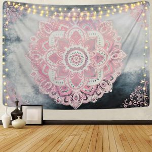 Tapisserie Mandala rose Tapisseries bohèmes Tapisserie hippie Médaillon floral Tapisserie pour chambre à coucher - Neuf
