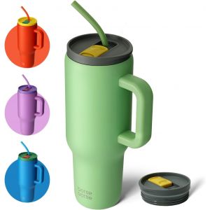 Tianyi-Bottle Bottle Gobelet De 1200 Ml Avec Poignée Et Paille - Tasse De Voyage Sous Vide En Acier Inoxydable Avec Paille - Bouteille D'eau Sous Vide En Acier Inoxydable Pour Cadeaux, Fêtes, Bureau, - Neuf