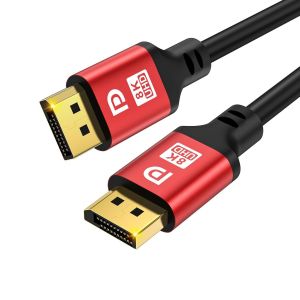 TIANYI-Câble displayport 2,1,DP Câble 7m (16K,10K,8K@60Hz, 4K@144Hz, 2K@240Hz, 40 Gbit/s), pour ordinateur portable TV Gaming Monitor (rouge) - Neuf