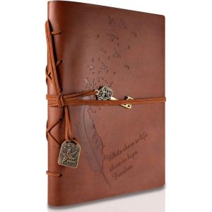 Jexnovashop-Carnet De Voyage A5, Journal Intime, New Cuir Vintage Magique Key String Notebook Journal Blank Agenda Jotter Cahier Corde Vintage Intimate Diary (Caf&eacute;) - Neuf