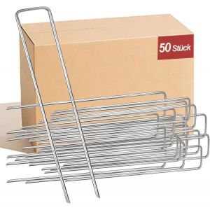 ASFASFq-50 Pièces Sardines de Fixation en Acier Galvanisé, 150 x 40mm Ø 3 mm Sardines Camping, Piquets de Jardin pour Jardin, Paillis, Gazon, Artificiel, Camping - Neuf