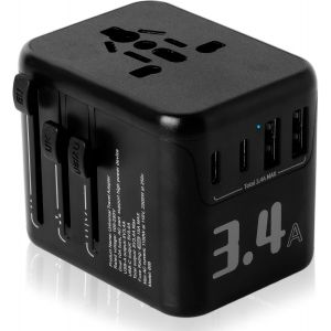 JGD-Adaptateur prise anglaise compact et l&eacute;ger &iquest; Adaptateur prise universelle de voyage avec une s&eacute;curit&eacute; renforc&eacute;e pour appareils avec ports USB&iquest; T&eacute;moin Lumineux - Comptatible Prise USA, Japon, Aust - Neuf