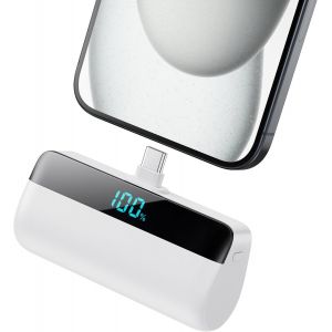 JGD-Batterie pour iPhone 16/15 Series,Upgraded 5200mAh PD 3A Charge Rapide USB C Power Bank avec &Eacute;cran LCD Chargeur Portable Compatible avec iPhone 16/15 Plus Pro Max,Samsung S24/23,Huawei etc-Blanc - Neuf