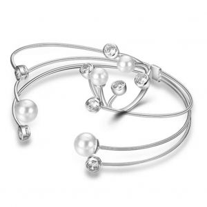 &Agrave; La Mode Belle Zircon D&eacute;coration Bracelet Et Bague Bijoux Ensemble (Argent) - Neuf