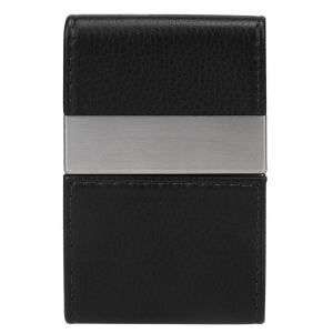 HJLIAN Porte-cartes de visite a double ouverture en acier inoxydable, porte-cartes de visite, etui pour cartes de credit (noir) - Neuf