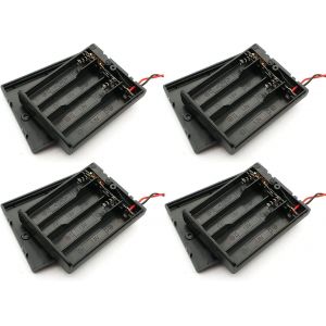 Lot de 4 boîtiers de 4 piles AA 6 V avec interrupteur marche/arrêt et couvercle - Neuf