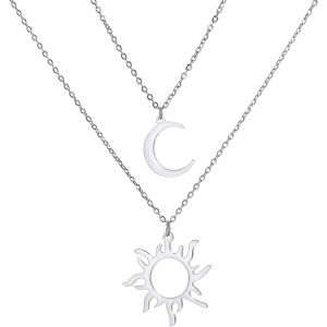Kal-Collier Avec Pendentif Soleil Et Lune Croissant De Lune Et Étoile Simple Et Tendance Bijoux Cadeaux Pour Femmes Et Hommes - Neuf