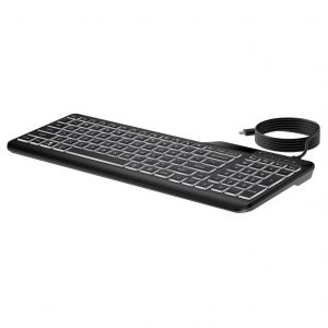HP 400 - Clavier - taille compacte, disposition en 2 zones, 12 touches programmables, d&eacute;placement des touches surbaiss&eacute;, multi-appareils - r&eacute;tro&eacute;clairage - USB-C - Fran&ccedil;ais - noir - Neuf