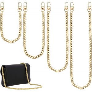 MEVRONISSHOP-4 Pi&egrave;ces Cha&icirc;ne de Sac &agrave; Main Set, Cha&icirc;ne de Rechange en M&eacute;tal, Cha&icirc;ne de Remplacement, Chaine Sac Or avec Boucles pour Sac Bandouli&egrave;re, Sac, Portefeuille (40cm, 60cm, 100cm, 120cm) - Neuf