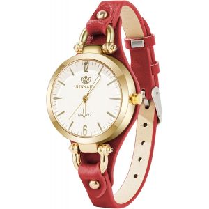 Kalanka-Montres Femme, Montre Bracelet En Cuir Fin Diamant &Eacute;l&eacute;gant, Montre &Agrave; Quartz Analogique Mode Design Cadran Avec Grands Chiffres Arabes Cadeaux Classiques Pour Femme - Neuf