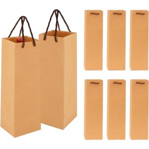 8 Pièces Pochette Cadeaux Bouteilles,Marron Sacs Cadeaux de Bouteilles de Vin en Papier Kraft avec Poignées,Emballage Bouteille Vin et Champagne pour Noël, Mariage, Anniversaire Fête - Neuf