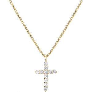 Kal-Colliers Croix Pour Femme Collier À Pendentif Croix En Argent Collier De Cristal En Forme D'arête Chretienne Religieux Pendentif Et Chaîne Cadeau Bijoux Pour Femmes - Neuf
