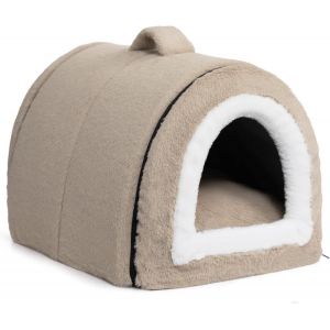 Lit Pour Chat Lit Pour Chien, Pliable 2 En 1 Niche Pour Animaux Domestiques, Niche En Peluche Douce Et Chaude Int&eacute;rieur Exterieur, Brun Clair - Neuf