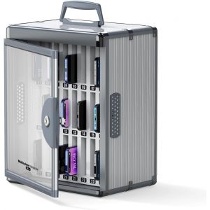 acdsgd-Casier de t&eacute;l&eacute;phone portable &agrave; 24 emplacements pour salle de classe, support mural Phon E Lock Box avec cl&eacute;, armoire de rangement portable pour t&eacute;l&eacute;phone, tableau de poche (noir) - Neuf