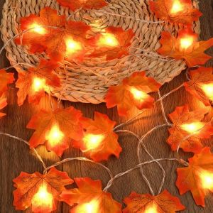 Kal-Guirlande Lumineuse En Forme De Feuilles D'érable, 3m 20 Led À Piles Fairy Lights, Pour Éclairage Intérieur Et Extérieur, Décoration De Chambre, Fête, Murale, Halloween, Thanksgiving, Noël - Neuf