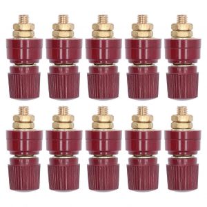 Lot de 10 bornes de raccordement en laiton 333,vis M6,fiche banane,rouge - Neuf