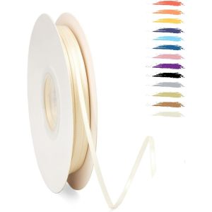 3mm Blanc Ivoire Fin Ruban Satin Pour Emballage Des Cadeaux,95 Mètres Polyester Rubans Pour Bouquets,Ballon,Couture,N?uds,Gâteau,Satin Ruban Roll Pour Décoration De Mariage/Anniversaire/Noël/Fête - Neuf