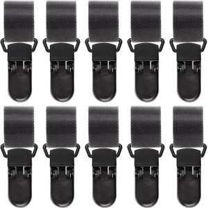 MEVRONISSHOP-Lot de 10 clips de drapeau de jardin anti-vent robustes et s&eacute;curis&eacute;s pour m&acirc;t de drapeau r&eacute;glable pour cour, pelouse, jardin - Pour ext&eacute;rieur et int&eacute;rieur (noir) - Neuf