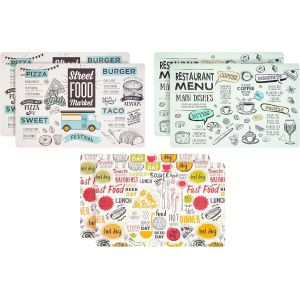 Eryi-Lot De 6 Sets De Table Américains Vintage En Plastique Lavables 44 X 28 Cm, Set De Table Américain Fantaisie En Pvc (Street Food) - Neuf