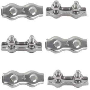 M4 Duplex Clips Attaches de Câble en Acier Inoxydable 304 Duplex Ligne Clips pour câble de Cordes à linge Suspendu Voiles solaires Fixes Patio 6pcs - Neuf