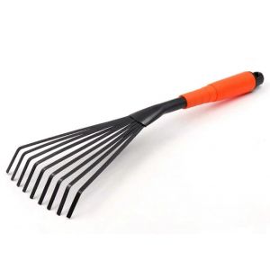 Mini râteau de jardin en acier 16"" 9 racines avec poignée ergonomique confortable et résistante à la rouille - Outil de jardinage professionnel - Neuf