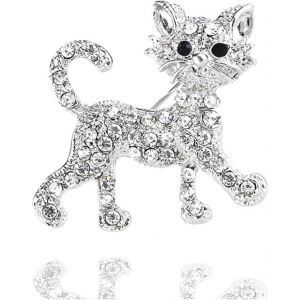 Trahoo-Vintage Cristal Chat Broche Mignon Kitty Strass Animal Collier Broche De Noël Broche Chanceux Or Vêtements Épinglette Nouveauté Broche Bijoux Cadeaux Pour Hommes Et Femmes - Neuf