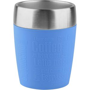 CMWS-Emsa 514515 TRAVEL CUP tasse isotherme, mug avec couvercle, rev&ecirc;tement silicone, 200ml, Bleu maritime - Neuf