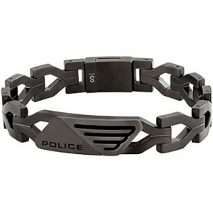 Bracelet Esclave - Police - Ref Pj.26556bsu/03 - Acier - Noir Et Gris - 18 Cm - Neuf