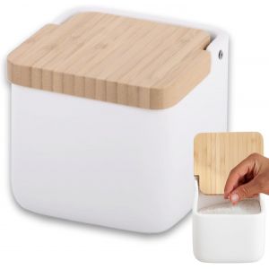 Tianyi-Pot A Sel Cuisine | Bo&icirc;te &Agrave; Sel En C&eacute;ramique Avec Couvercle En Bambou, Parfaite Pour Sel Gros Et Sel Fin | C&eacute;ramique Colour: Blanc Mat |11.5 X 11.5 X 11.5 Cm. - Neuf