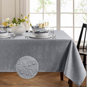 SJZG-Home Fashions Nappe Rectangulaire Continental &Agrave; Texture Solide, R&eacute;sistante &Agrave; L'Eau Et Aux Taches, 132 X 178 Cm, Gris - Neuf