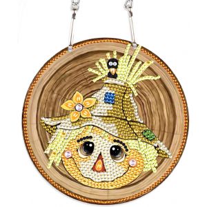 Trahoo-5d Partiel Diamond Painting Pendentif, Peinture Diamant Attrape-Soleils, Diamant Painting Suncatcher En Cristal Ornement, Halloween D&eacute;coration Suspendre Pour Fen&ecirc;tre Jardin(&Eacute;pouvantail) - Neuf