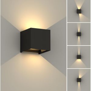 Applique Murale Led 12w Luminaire Exterieur, Non Dimmable Faisceau R&eacute;glable,3000k Blanc Chaud Noir Applique Murale Int&eacute;rieure Pour Salon, Jardin, Porte D`Entr&eacute;e,Couloir - Neuf