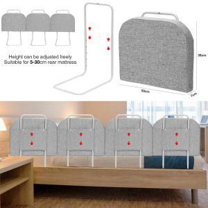 Barri&egrave;re De Lit R&eacute;glable En Hauteur 150 Cm Anti-Chute Tube En Acier R&eacute;glable De 40 &Agrave; 60 Cm Pour Lit D'enfant Lit De Parent Gris - Neuf