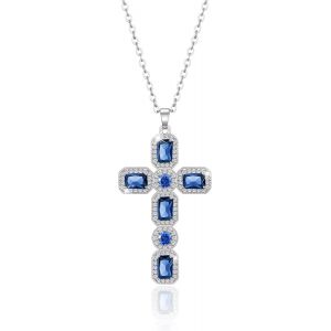 Collier À Chaîne Croisée Pour Femmes, Pendentif En Forme De Diamant Simulé, Pierre De Naissance Et Cristal, Bijoux Tendance Disponibles En Or, Argent Et Or Rose - Neuf