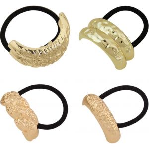 Kal-4 Pièces Élastiques Cheveux, Or Bijoux Cheveux, Attache Cheveux Femme En Métal, Pour Queues De Cheval Filles Femmes - Neuf