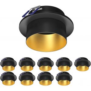 KAL-10 Cadres D'Encastrement Au Plafond Kron, Rond, Noir/Or Mat - Neuf