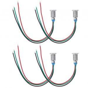 4 ensembles de LED rondes précâblées étanches en métal 2 couleurs lumières anode commune 3-6V 10mm (rouge et vert) - Neuf