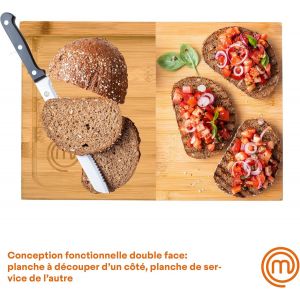 Grande Planche À Découper Avec Rebord Et Rainure À Jus,Pour Préparer,Trancher,Aperitif,Pain & Set Couteau Cuisine,Couteaux Compris Couteau D'office,Couteau Universel Et Couteau De Chef - Neuf