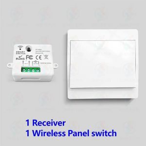 Mini interrupteur d'éclairage intelligent 433MHz, interrupteur mural sans fil auto-alimenté de 50m, pas besoin de batterie, Mini Module RF 110V 220V, pour appareil ménager-1Receiver 1Remote - Neuf