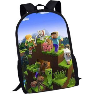 Mineccraft Sac À Dos De Dessin Animé Sacs À Dos Enfants Sac De Voyage Imperméable Imprimé Sac D'école Sac De Mode Anime Maternelle Avec Poche Latérale En Maille Pour Garçons Et Filles¿B - Neuf