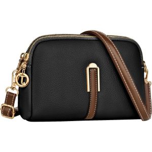 RFCBC-Petit Sac a Bandoulière Femme, Simili Cuir Souple en PU Saccoche Bandouilliere avec Poches Multiples 2 in 1 Sacs à Main Portés Épaule et Pochette Bandoulière pour Telephone Portable - Neuf