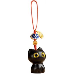 Kal-Porte-Cl&eacute;s Chat, Lucky Cat Keychain Bois Chat Pendentif Mignon Chaton Porte-Cl&eacute;s Animal Kawaii Chat Porte-Bonheur Porte-Cl&eacute;s Pour Femmes Filles Portefeuille Cadeau - Neuf
